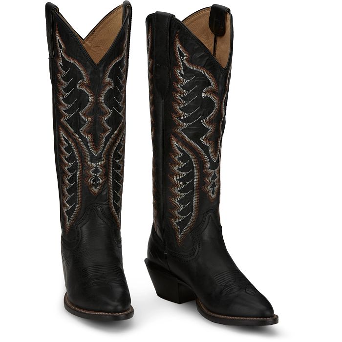 Evelyn 15" Western Boot in Coal (black)
